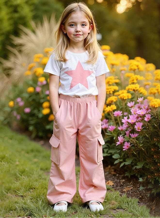 Take Two Teens Star Print Tee & Cargo Pants Set - Image 1