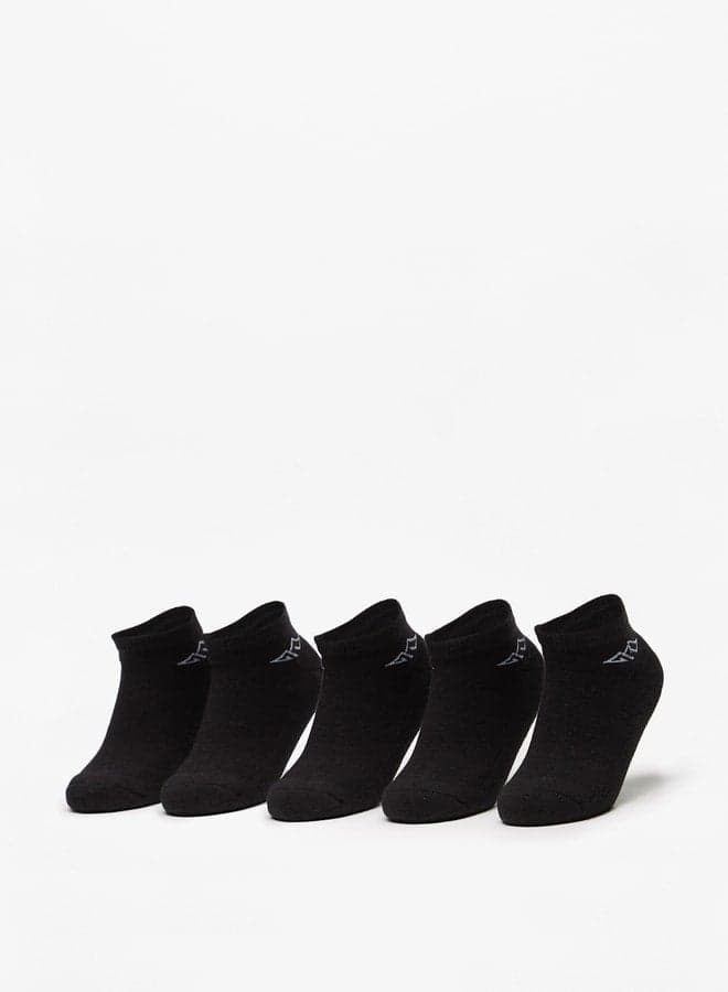 Boys Logo Print Ankle Sports Socks Set 5 Black - Image 1