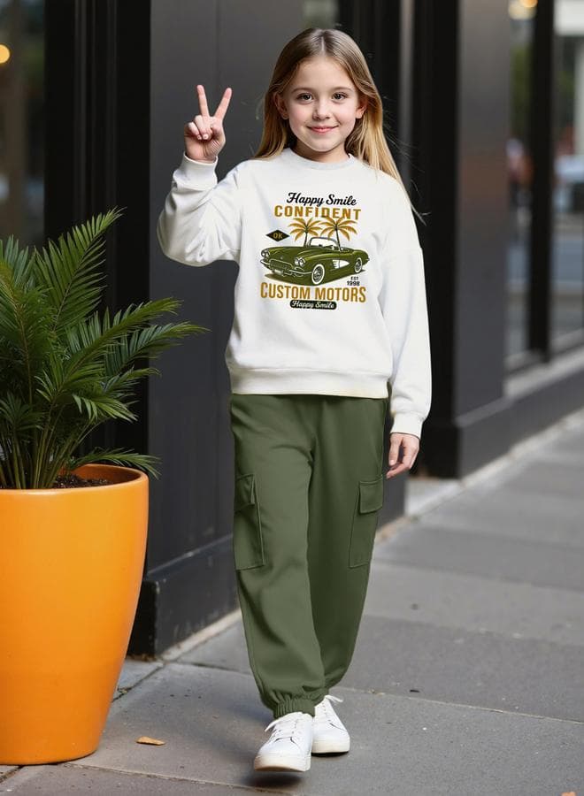 Graphic Print Sweatshirt & Cargo Joggers Set - Image 1