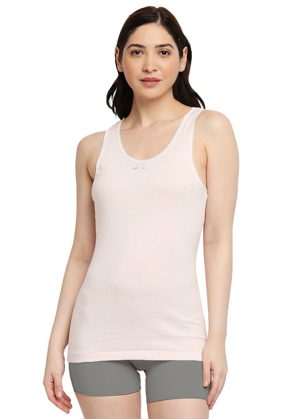 BYC JS202Lc Women’s Pink Cotton Seamless Vest - Image 1