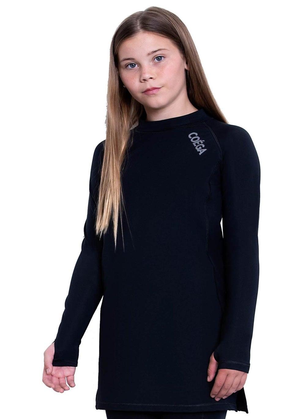 COEGA Girls Black Youth Swim Tunic Long Sleeve - Image 1