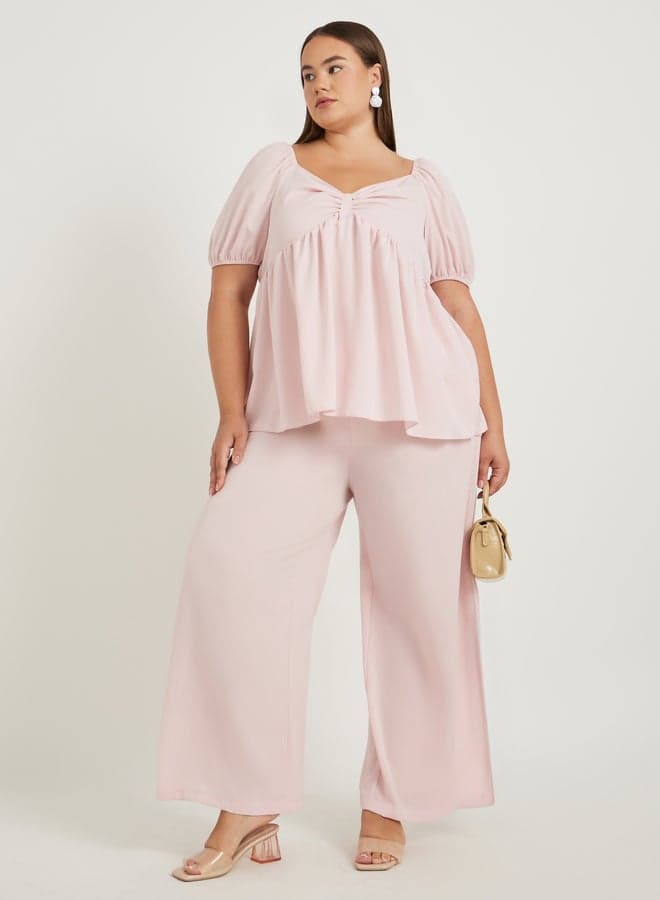 Plus Size High-Rise Wide Leg Pants 7011807228Pink - Image 1