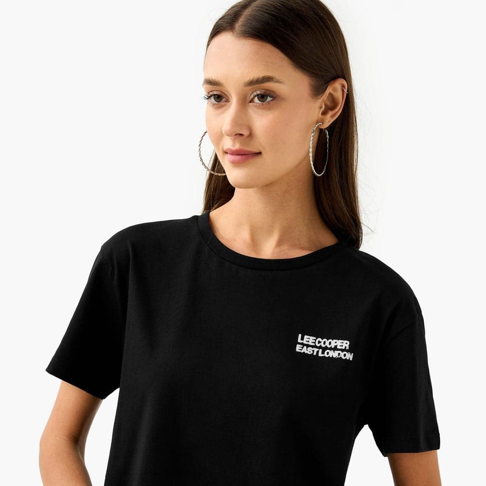 Lee Cooper Black Graphic Crew Neck Cotton T-Shirt - Image 1