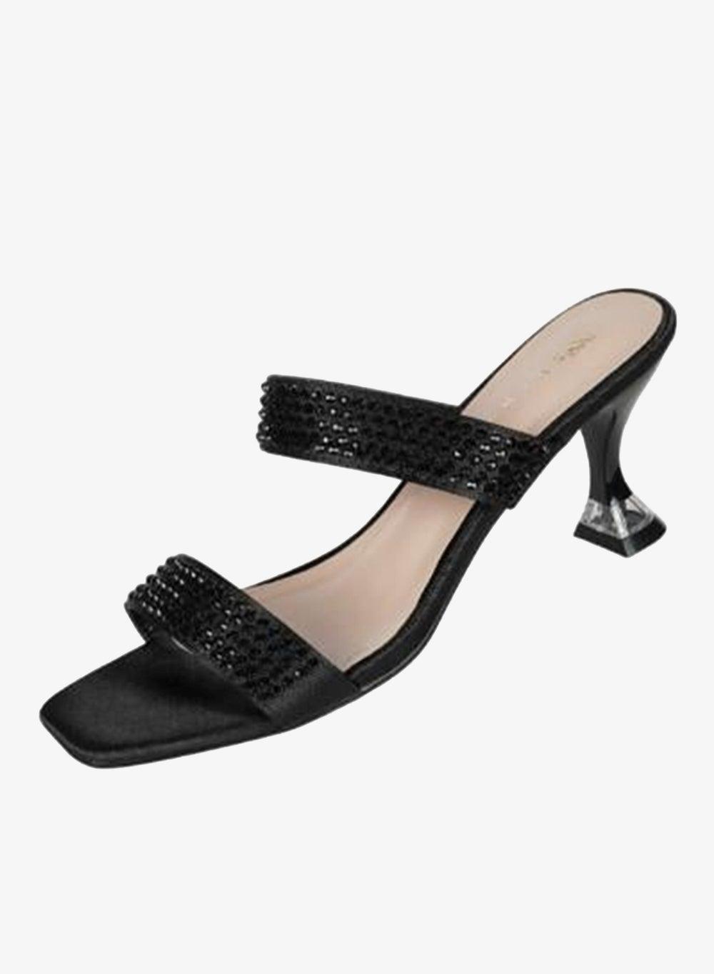 Zayna 15C8618-623 Black Kitten Heel Sandals - Image 1