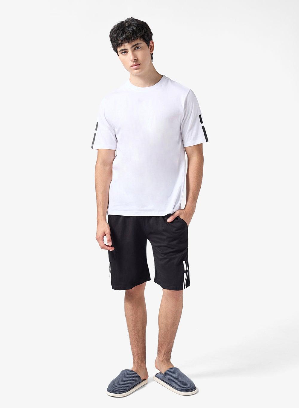 Arcamnw35 Black Crew Neck Nightwear Shorts Set - Image 1