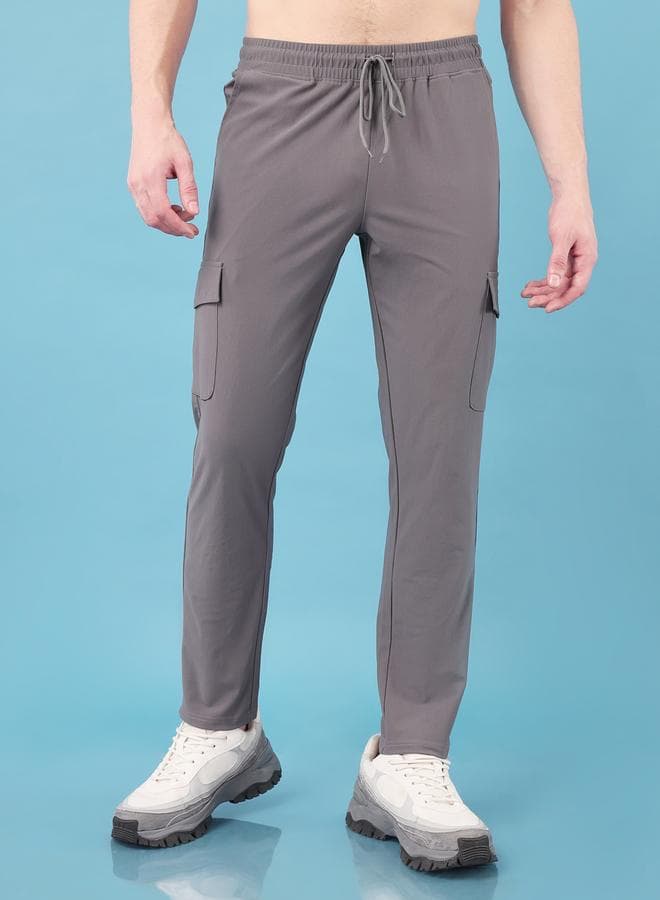 Technosport Grey Solid Cargo Pants Drawstring Fit - Image 1