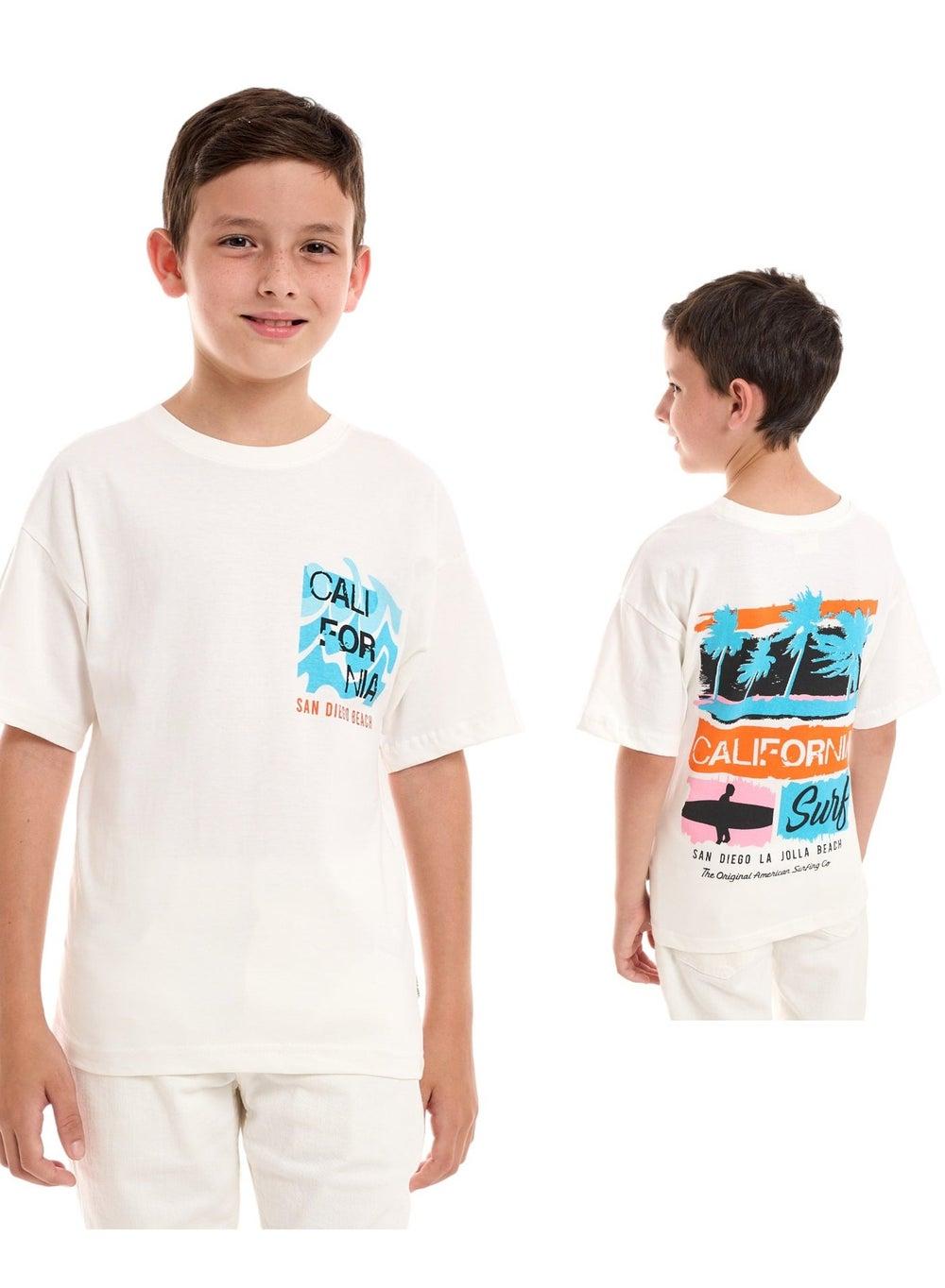 Boys Oversized Graphic T-Shirt 6-12Y Off White - Image 1