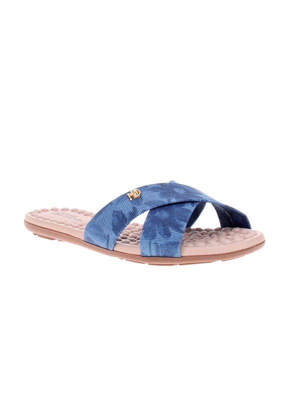 Jeans-Tone Women’s Flat Sandals – Cushioned Slip-On Comfort - Image 1
