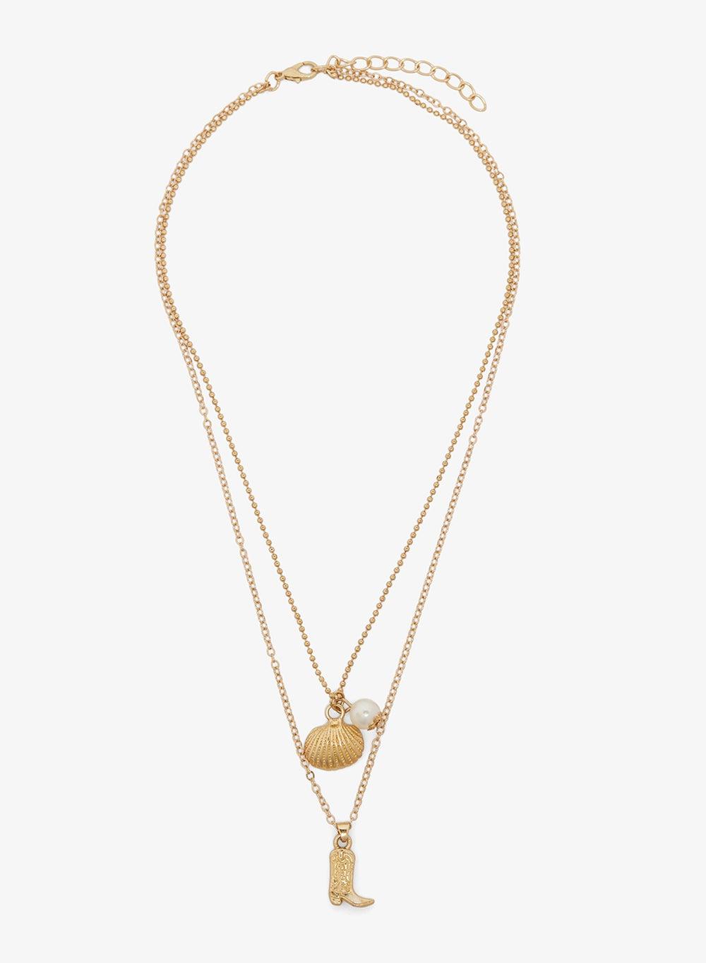 Gold Chain Link Multi Charm Necklace Fj258213 - Image 1