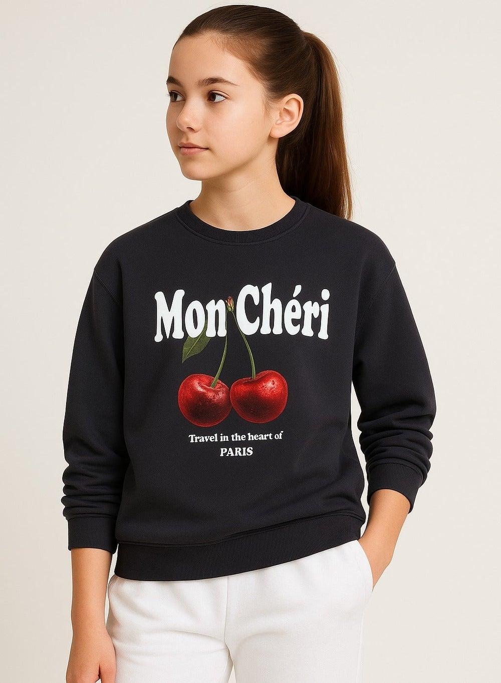 Mon Chéri Cherry Print Cotton Fleece Sweatshirt - Image 1