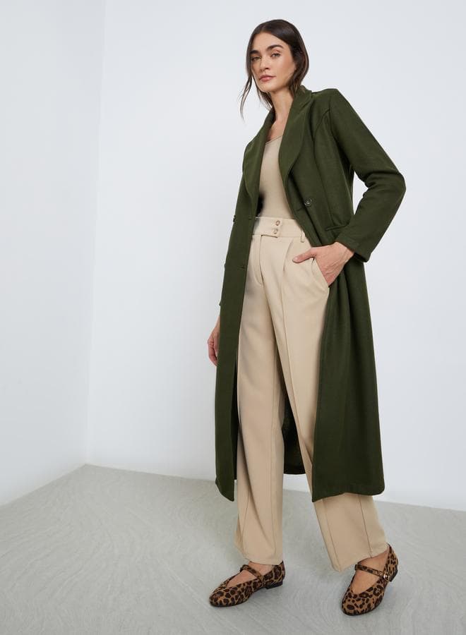 Styli Olive Buttoned Midi Coat – Classic Double-Breasted - Image 1