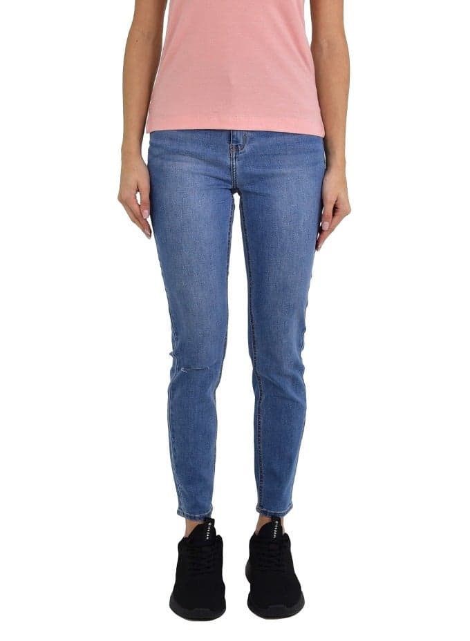Women’s Slim Tapered Denim Jeans High-Waist Blue - Image 1