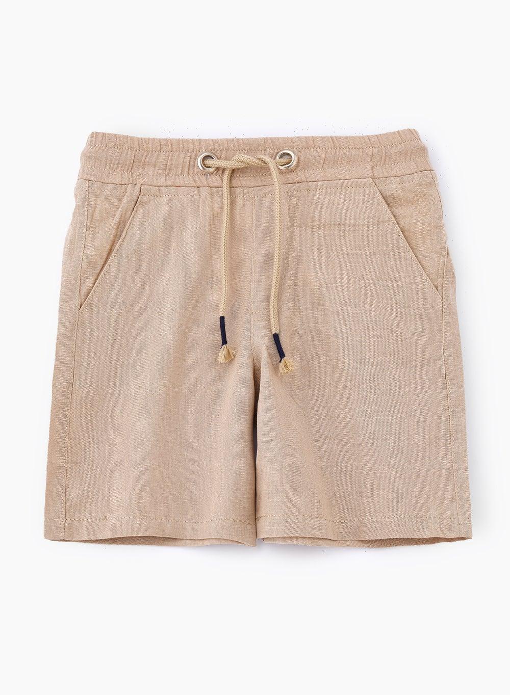 Boys Classic Cotton Drawstring Shorts Crtstdb4040 Beige - Image 1