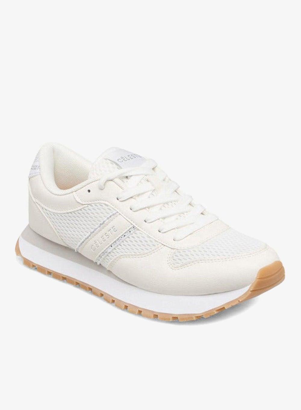 Panelled Lace-Up Women’s White Casual Sneakers Nw250125 - Image 1