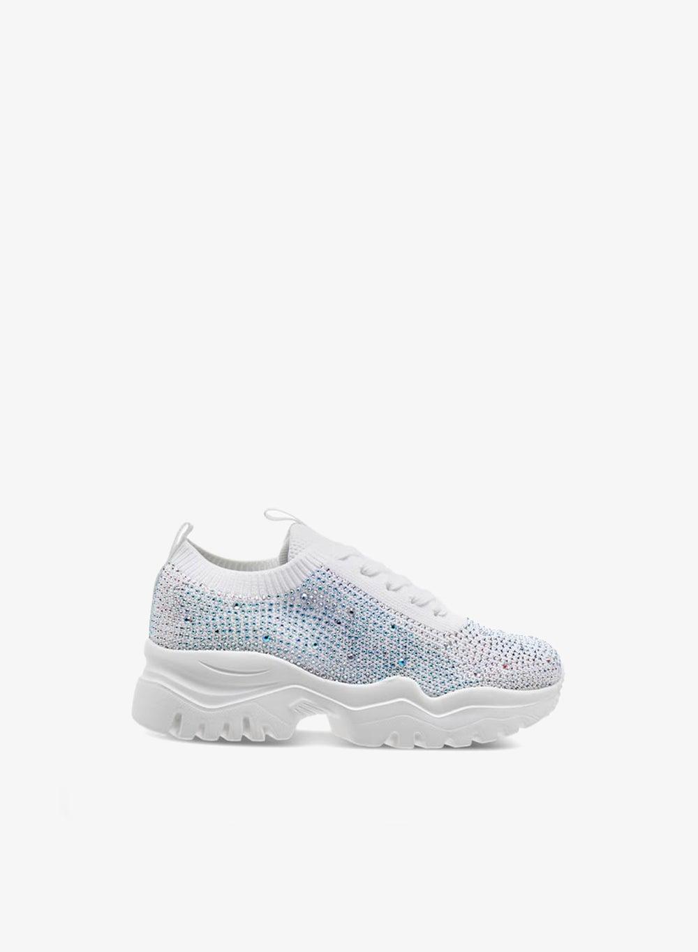 Girls' White Embellished Chunky Sneakers 3372104A - Image 1
