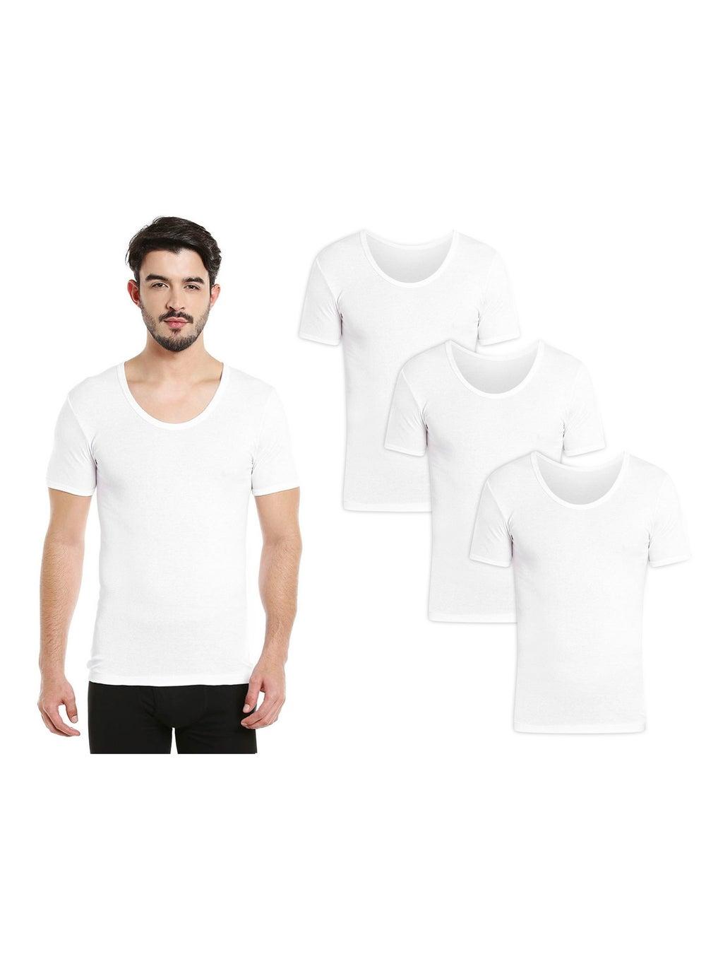 BYC1100U Men’s U-Neck Cotton Undershirt 3-Pack White - Image 1