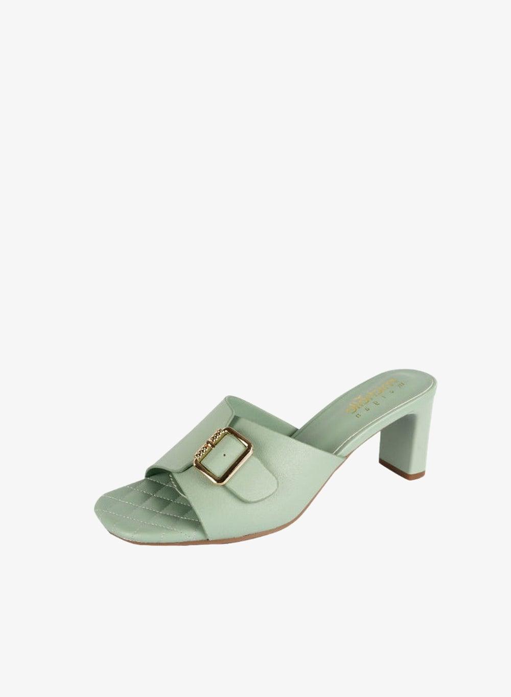 092-2270 Michelle Morgan Green Block Heel Sandals - Image 1