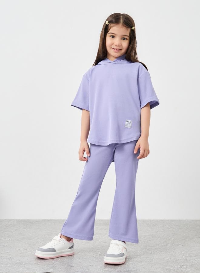 Lilac Waffle Knit Oversized Hooded Tracksuit Set - Image 1