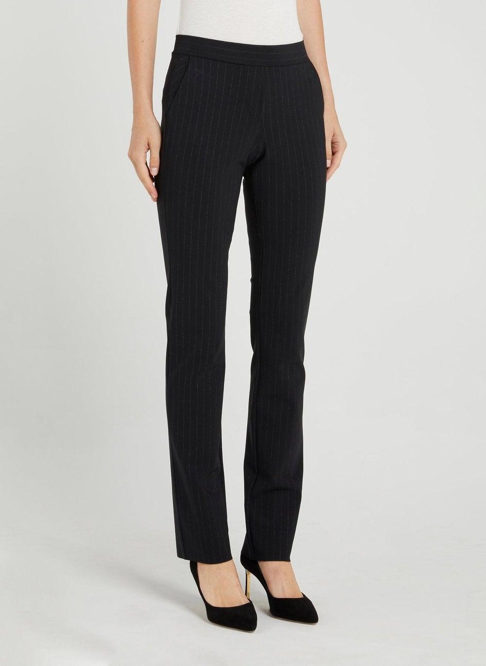 Petronilla Navy Lurex Pinstripe Straight-Leg Pants - Image 1