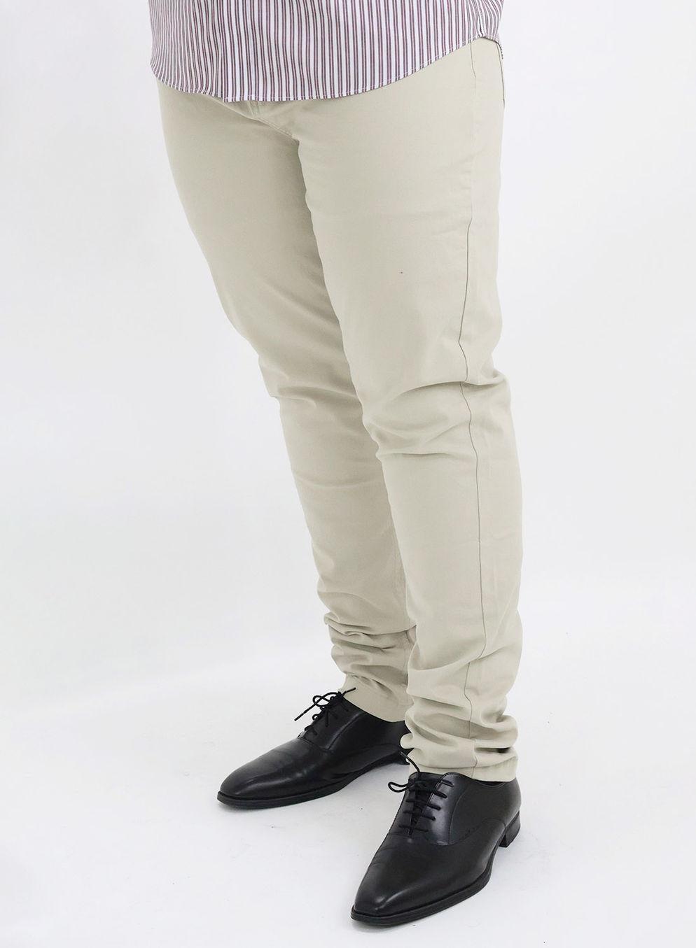 Slim Fit Beige Cotton Blend Men’s Khaki Trousers - Image 1
