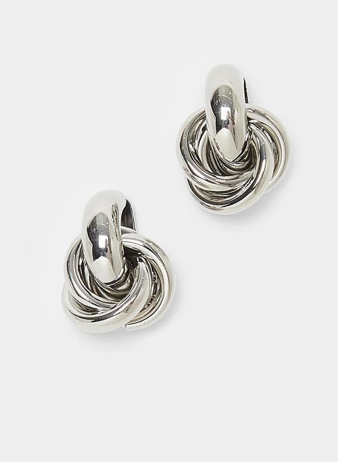 Styli Silver Knot Stud Earrings – Modern Minimal Elegance - Image 1