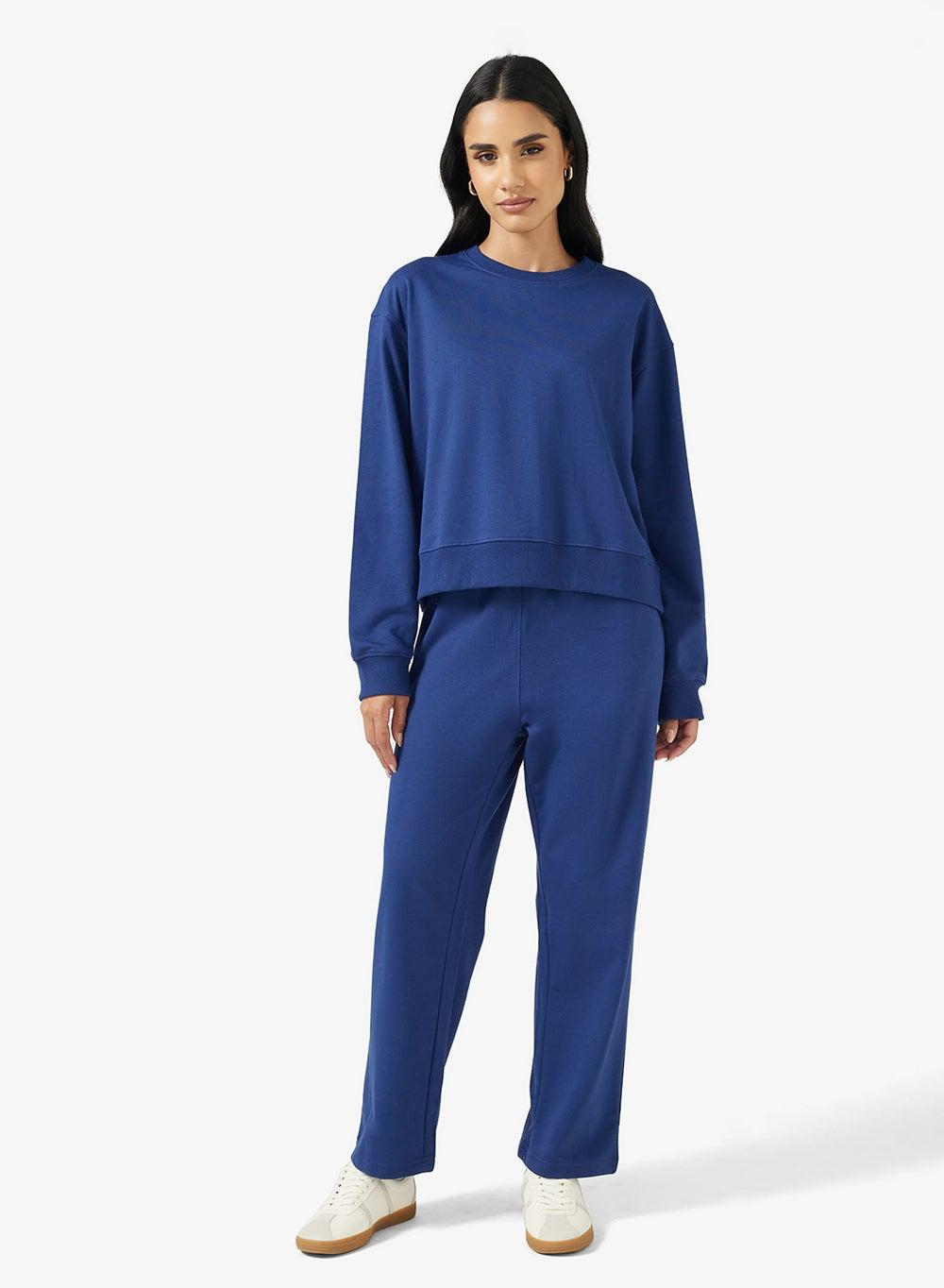 Navy Crew Neck Sweatshirt & Sweatpant Set Gbaw2520 - Image 1