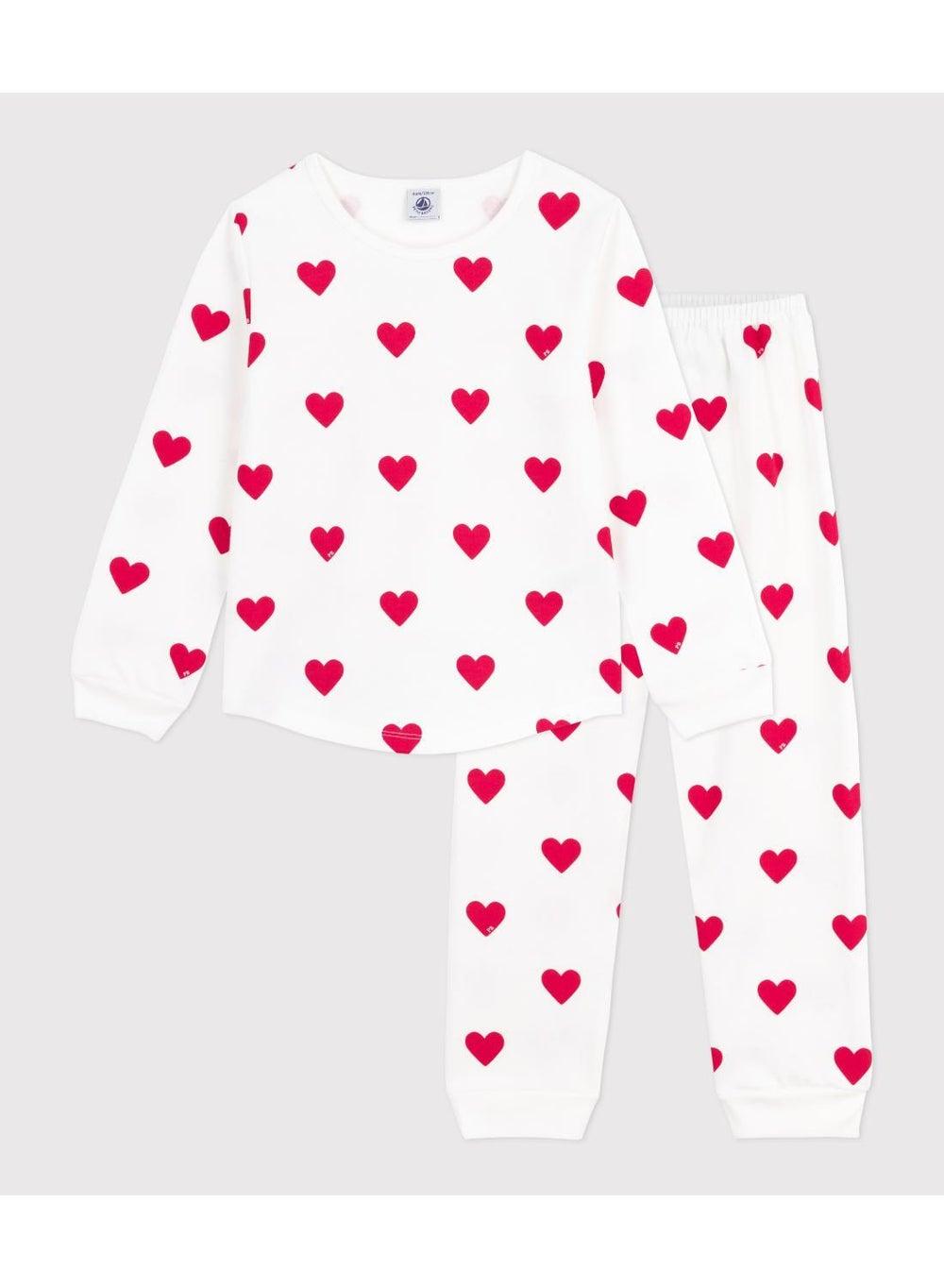 Heart-Print Fleece Kids Pyjamas Marshmallow Terkuit - Image 1