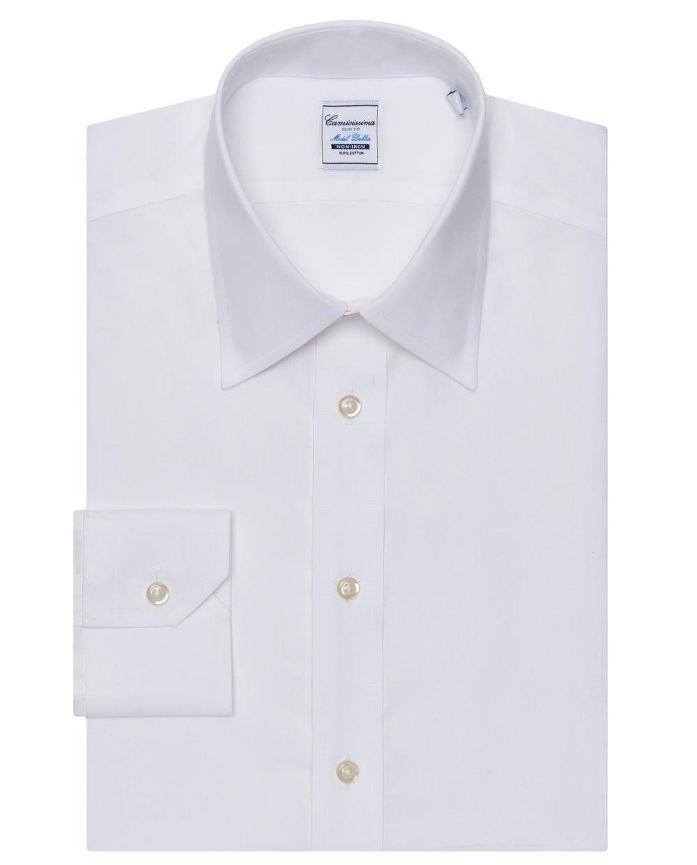 Long Sleeve Slim Fit Non-Iron Cotton Shirt White - Image 1