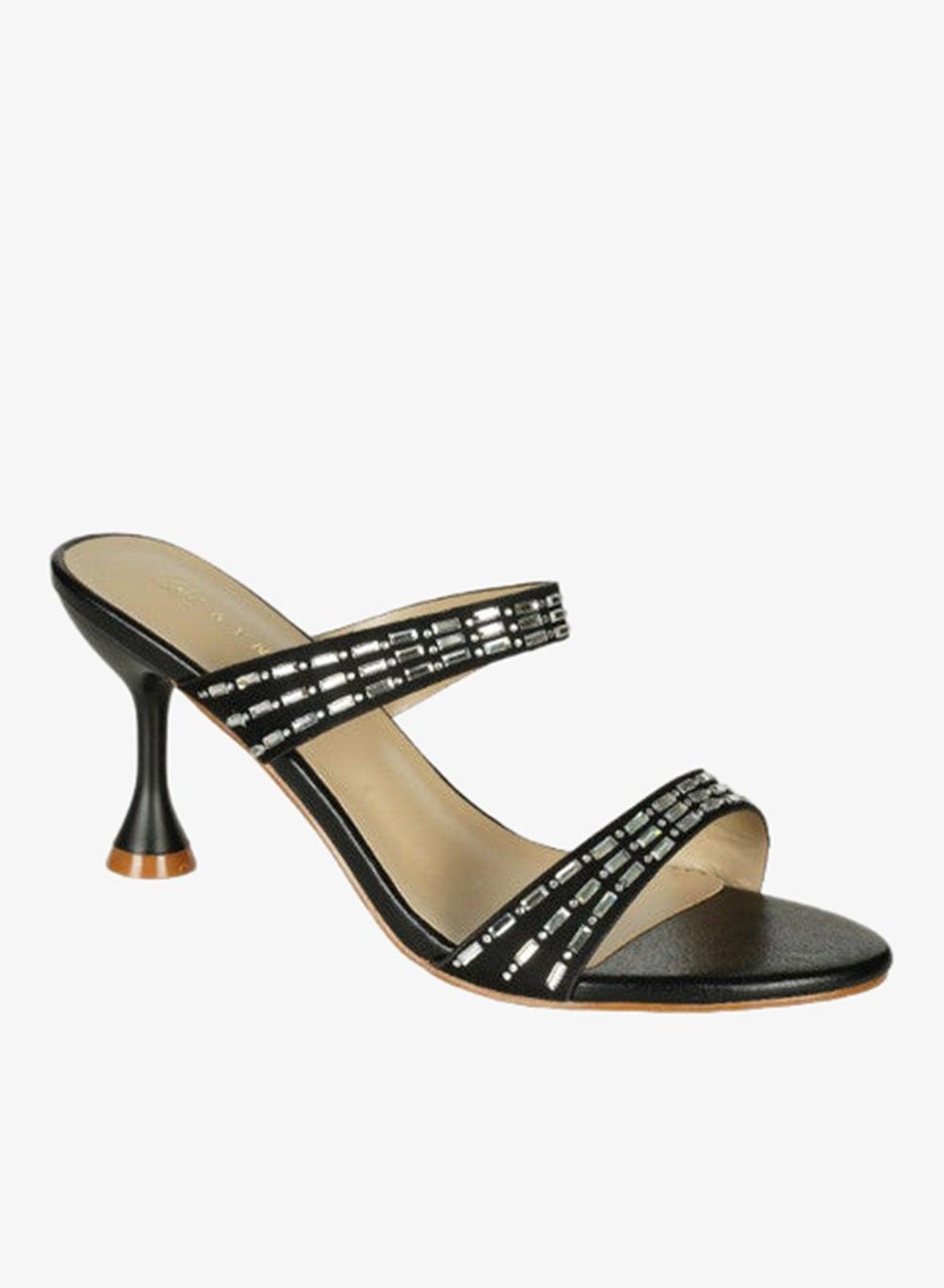 Zayna 221-69 Black Mid Heel Slip-On Sandals - Image 1