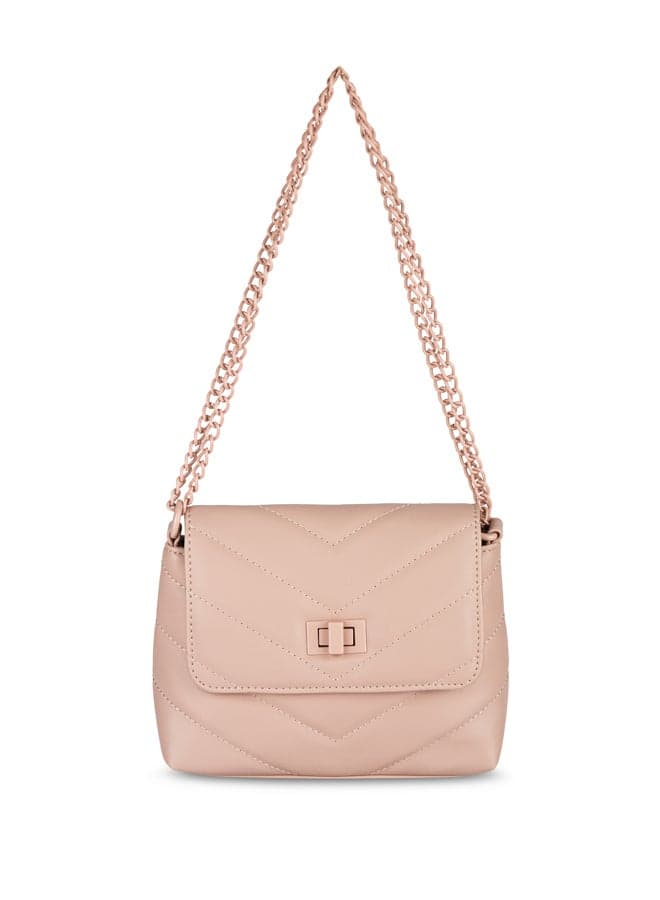 Beige Quilted Chain Shoulder Bag Vi20441464 - Image 1