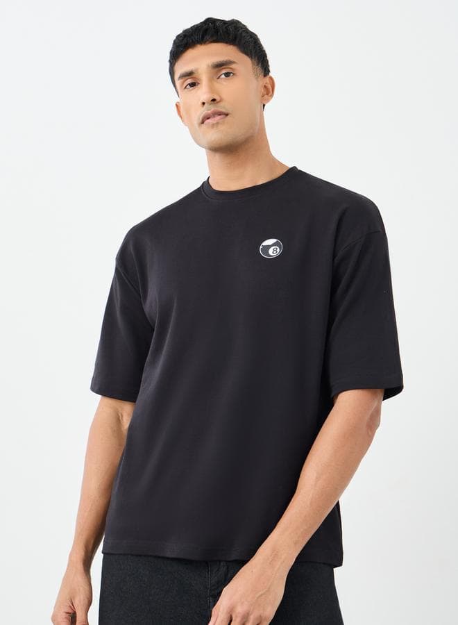 Black Graphic Print Oversized Cotton T-Shirt - Image 1