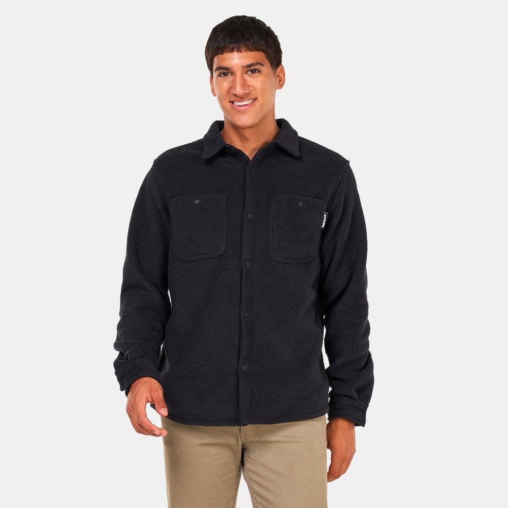 Men’s Sherpa Utility Overshirt Black Textured Fit - Image 1