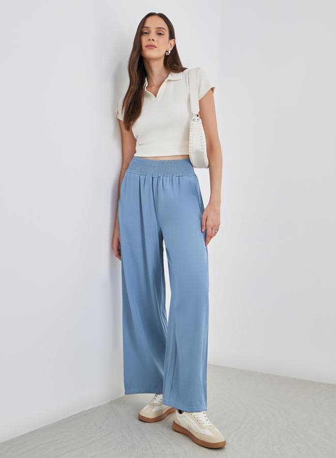 High-Rise Wide Leg Light Blue Denim Pants - Image 1