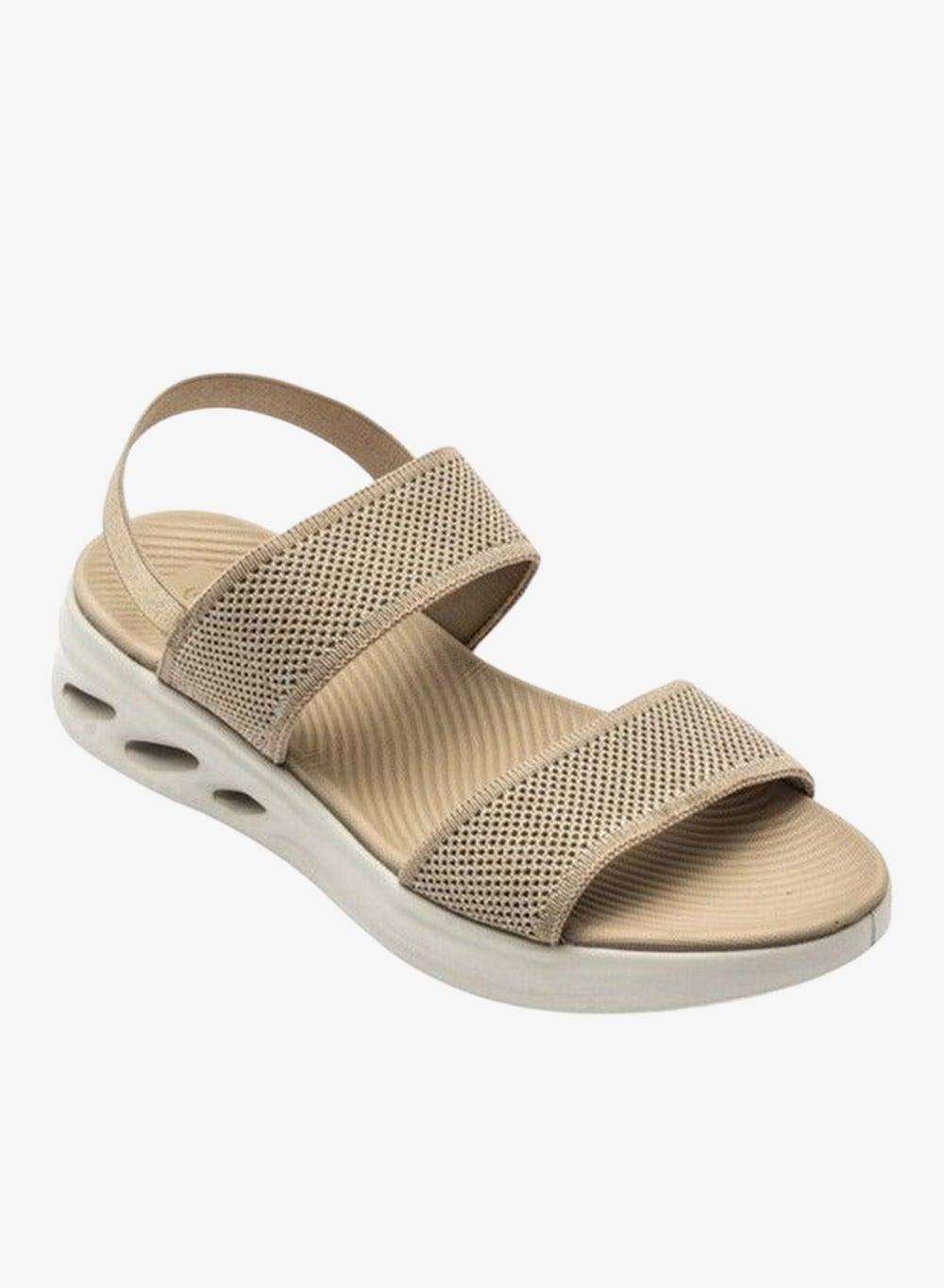 Beige Textured Backstrap Flat Sandals Bza24218 - Image 1
