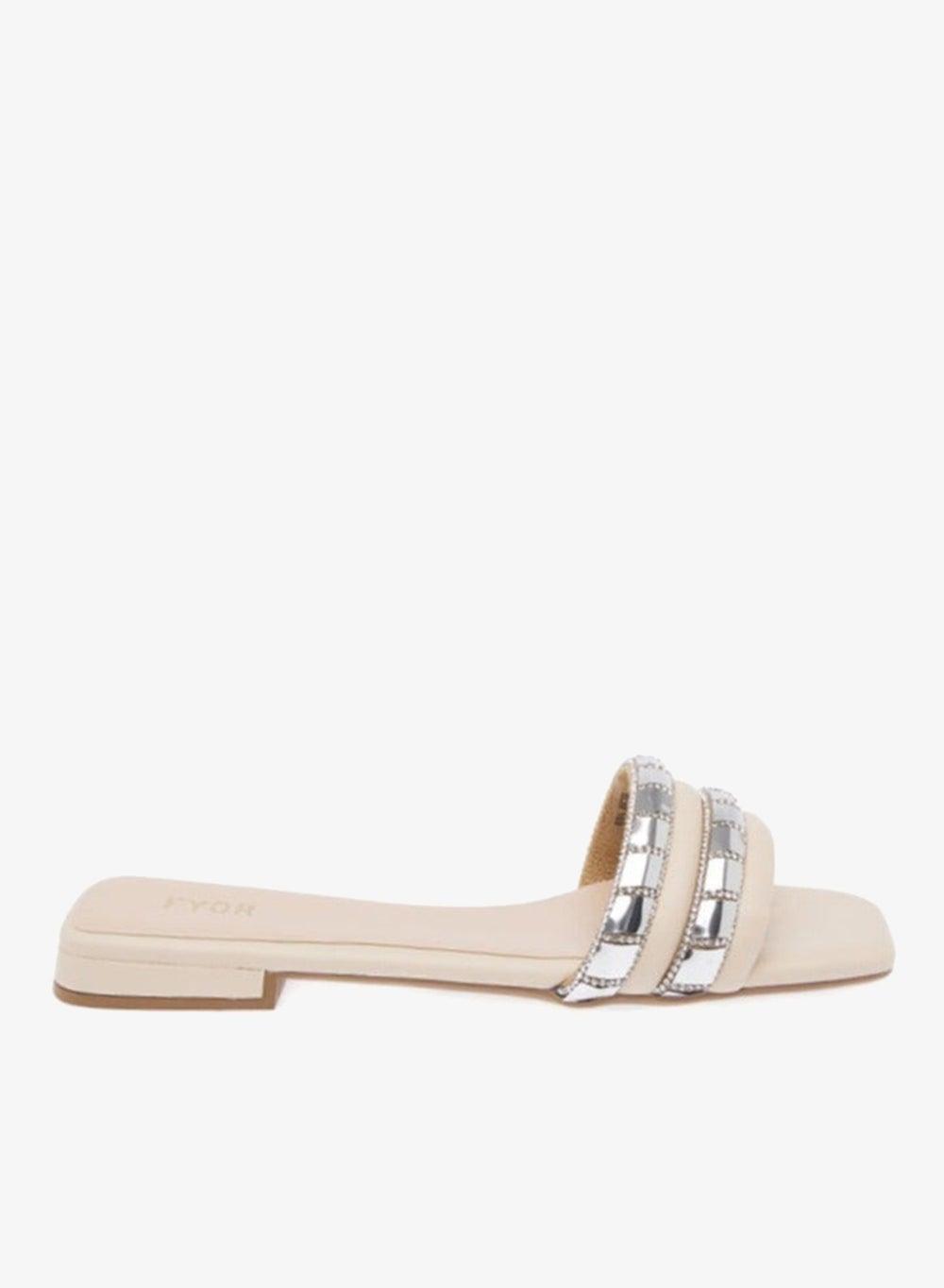 BCM 169 Nude Square-Toe Flat Sandals - Image 1