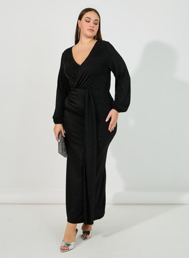 Black Sparkly Maxi Evening Dress 7010334901 - Image 1
