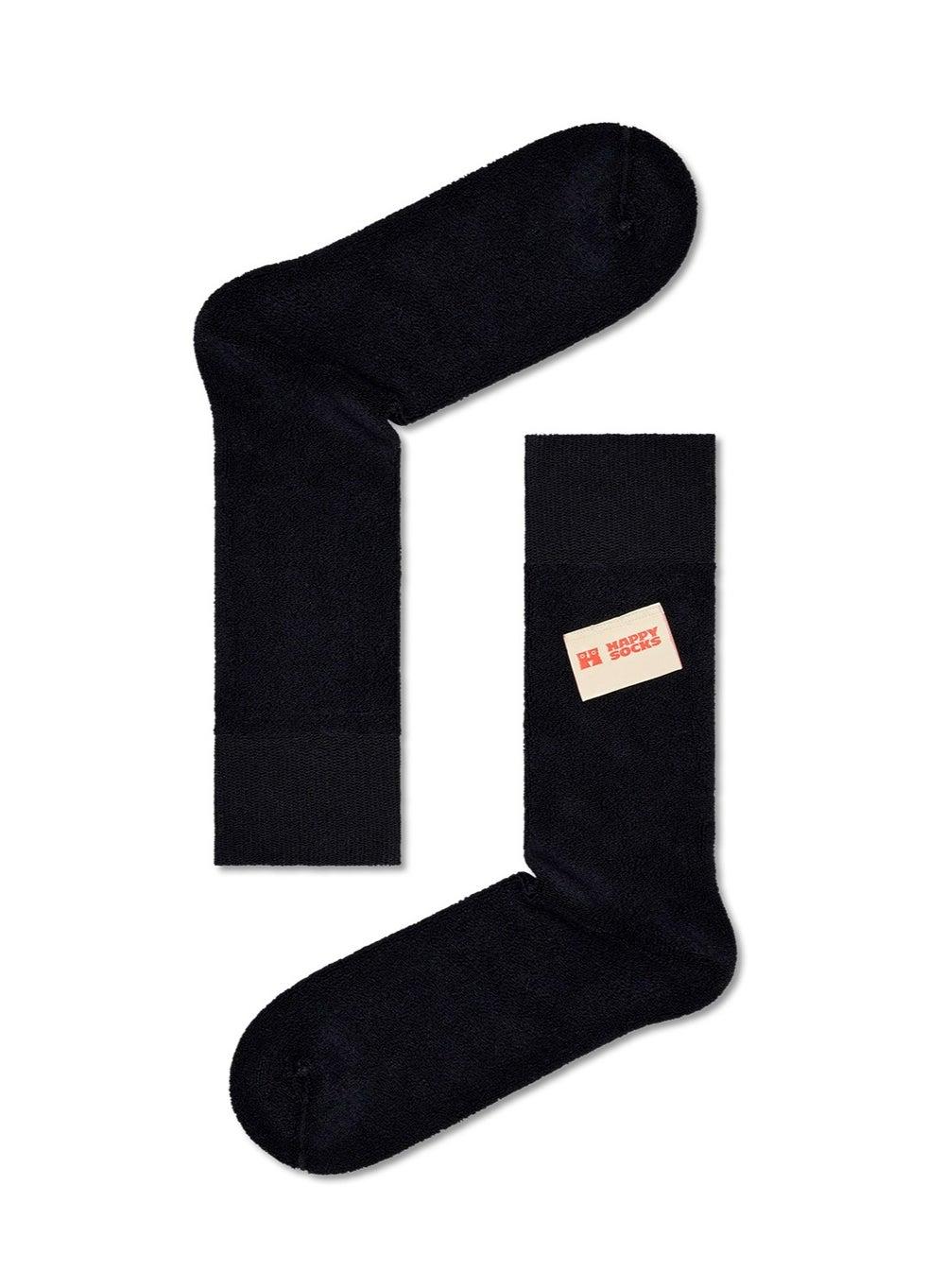Slow Life Black Cotton Printed Sock - Image 1