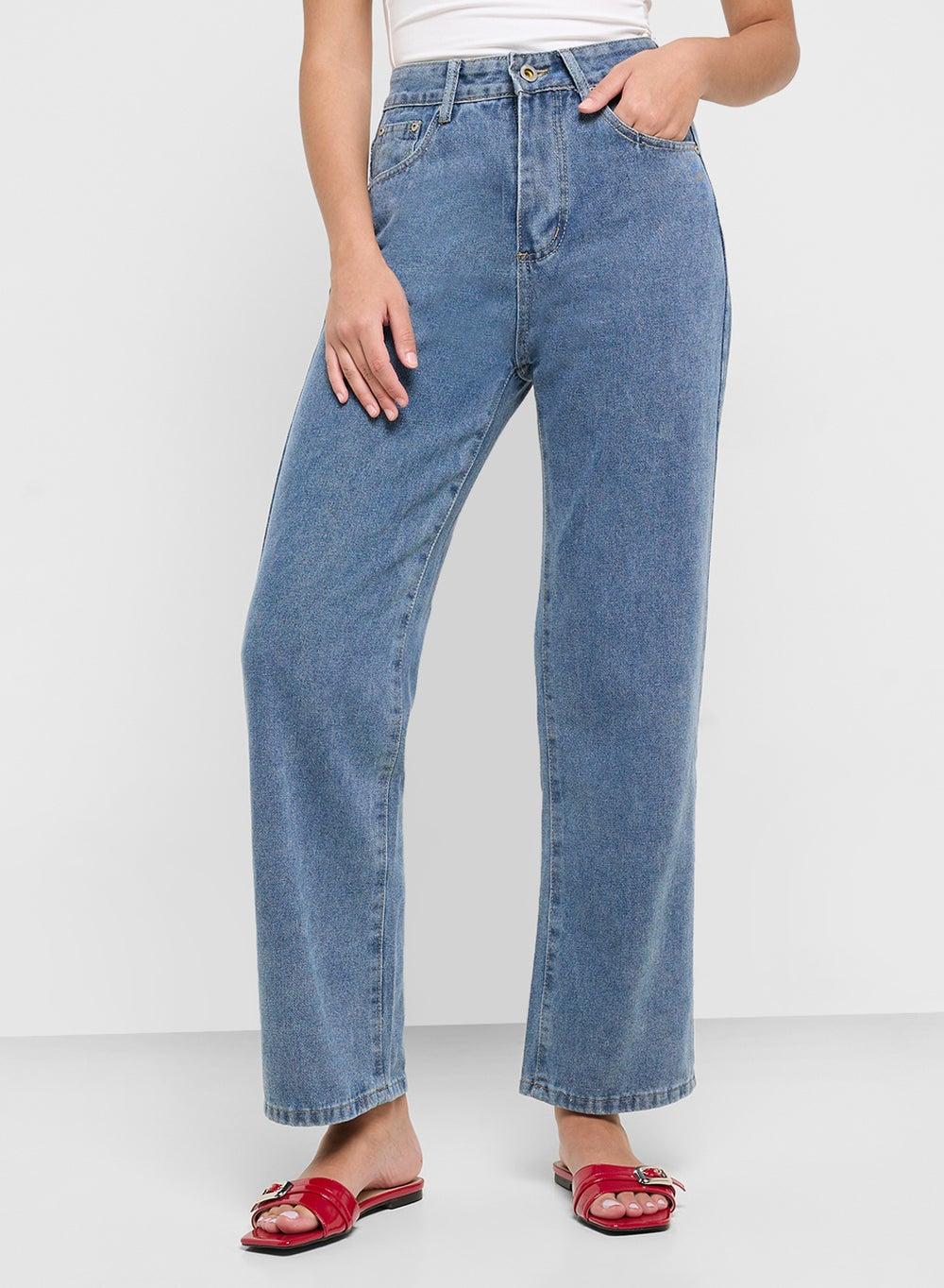 High Rise Straight Fit Jeans Rch71 with Bow Pocket Detail - Image 1
