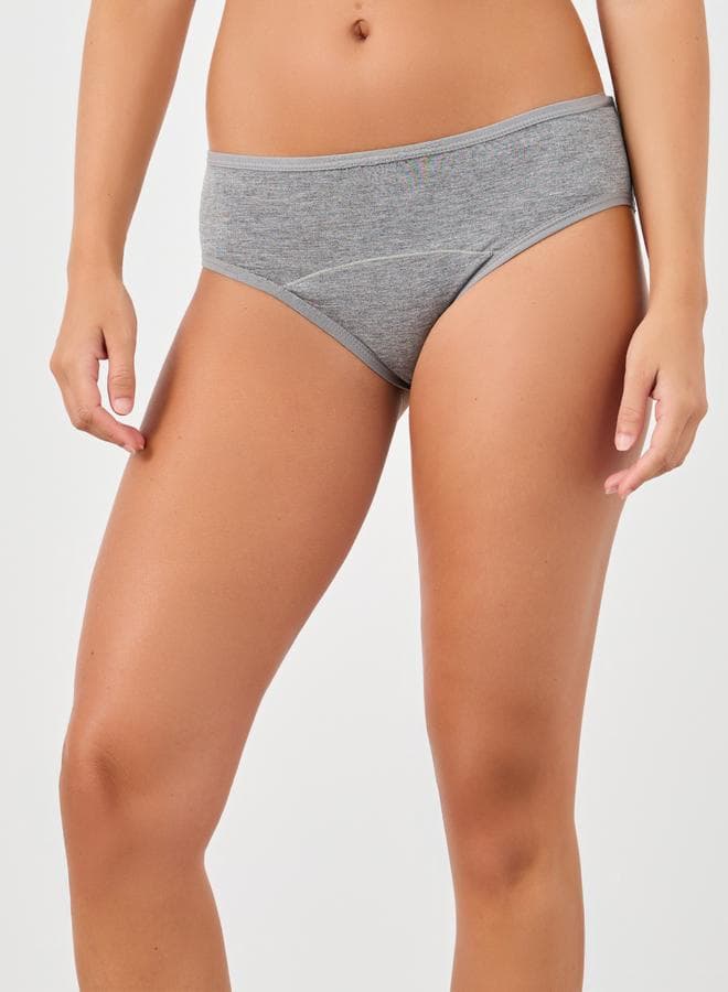 Solid Cotton Absorbent Period Briefs – Grey - Image 1