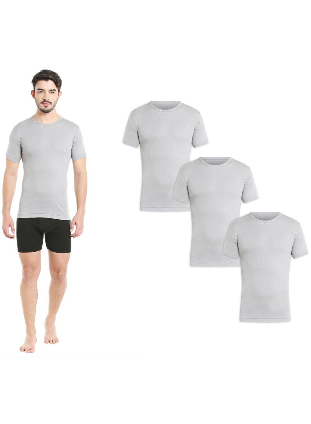 BYC 1100RC Men’s Grey Cotton Crew Neck Undershirts 3-Pack - Image 1
