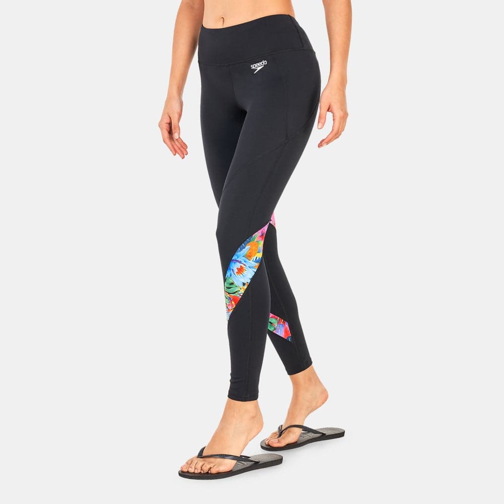 Women's Printed Swim Leggings Black UPF 40+ - Image 1