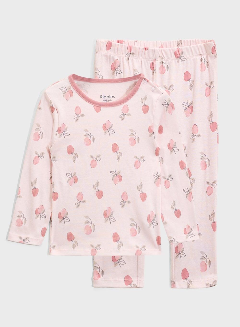 Cherry Print Girls Nightwear Set with Sleep Mask - Image 1