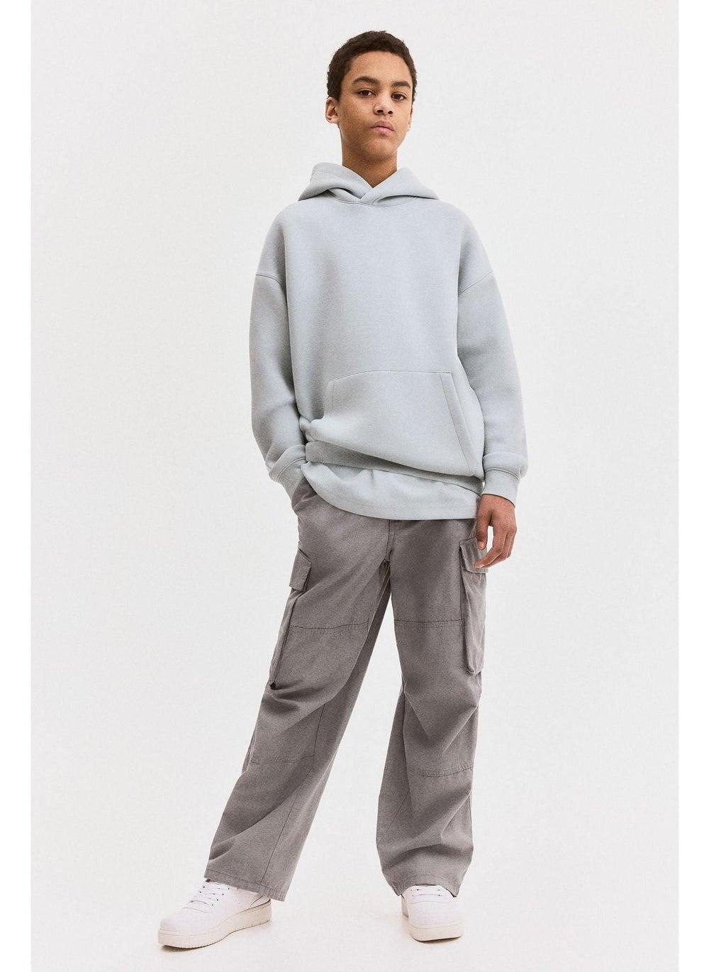 Light Grey Cotton Canvas Parachute Cargo Trousers - Image 1