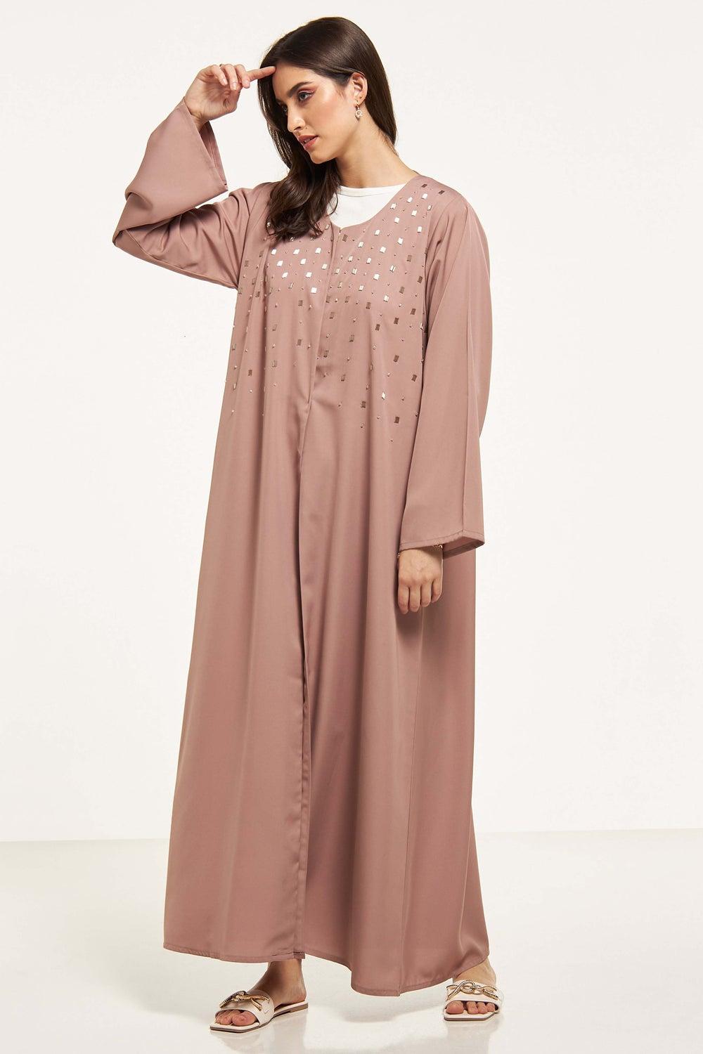 Multicolor Embellished Flared Sleeve Abaya - Image 1