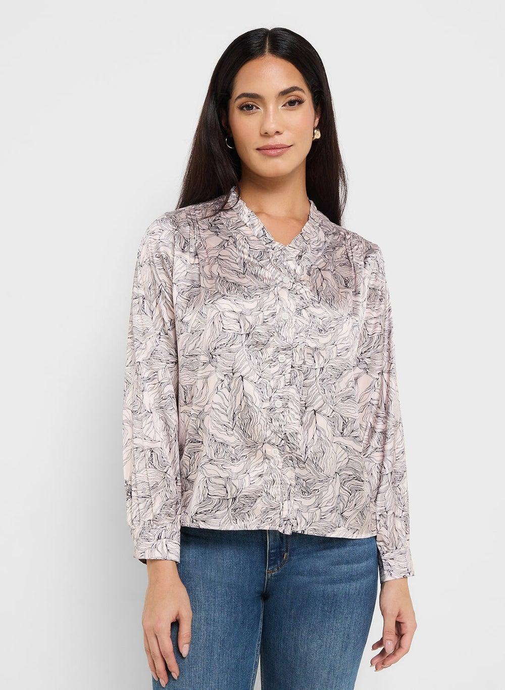 Ruffle Front Printed Blouse 8026 - Image 1