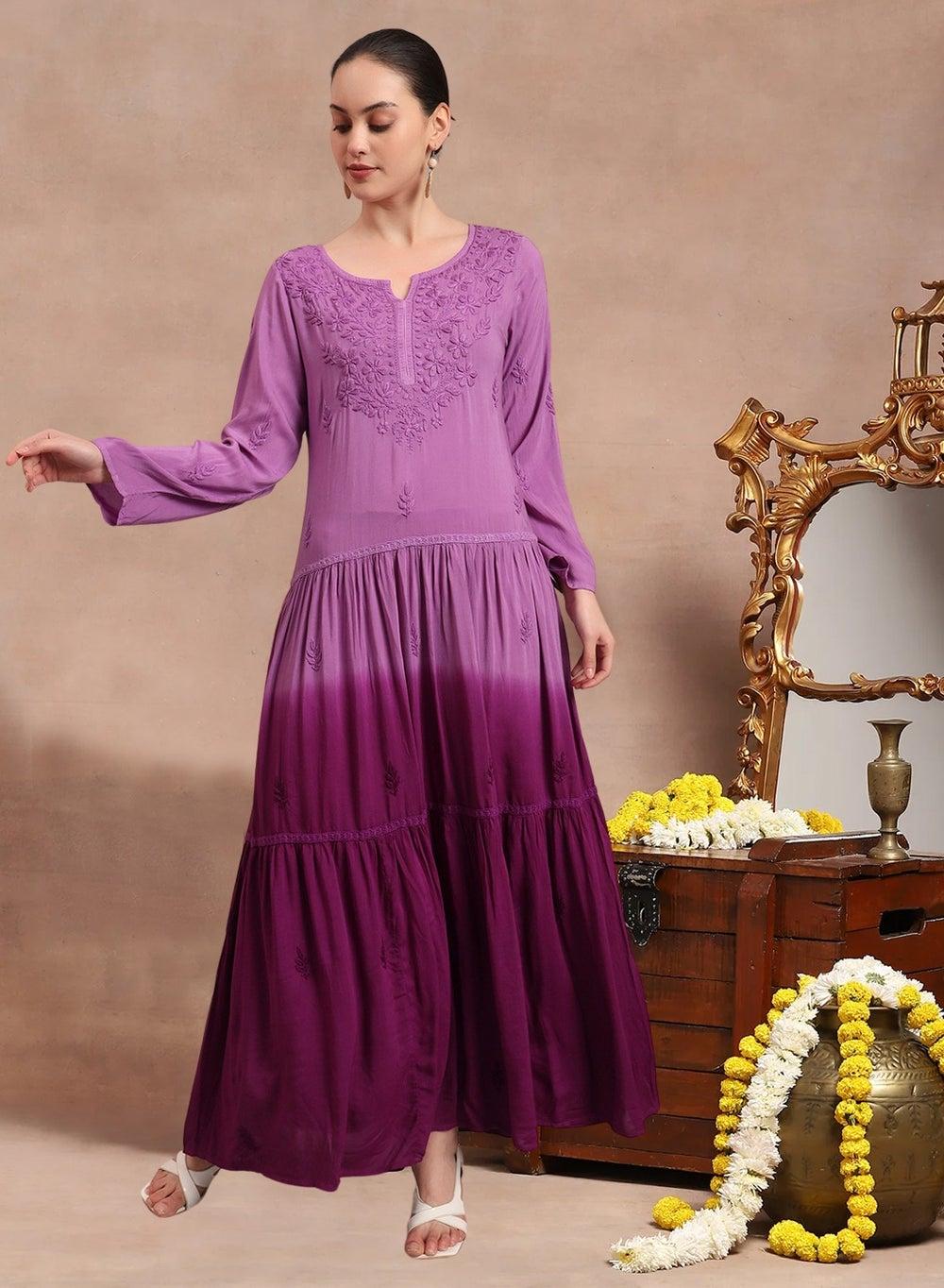 Chikankari Ombre Modal Jalabiya AL4047 - Image 1