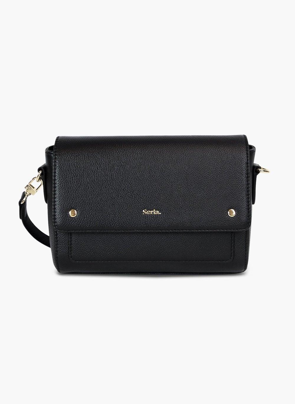Victoria Leather Flap Crossbody Bag Black - Image 1