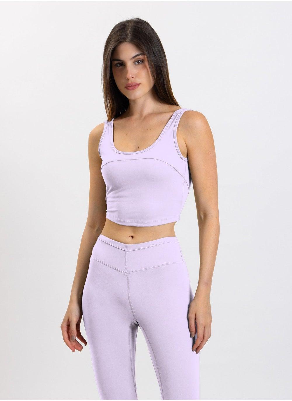 Detailed Soft Crop Top – Purple Performance Fit - Image 1