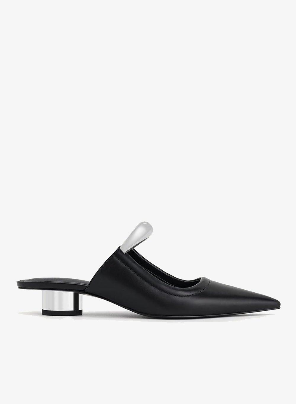 Helena J3120505 Black Pointed Toe Mule Heels - Image 1