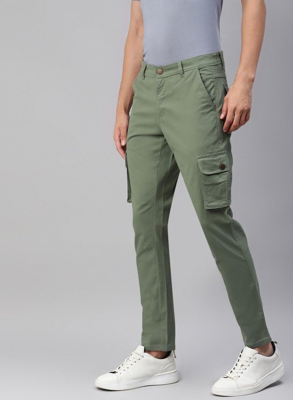Slim Fit Sage Green Cargo Trousers Hhmwts002 - Image 1